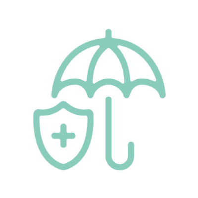 green graphic of an umbrella with a medical sign - New Perspective Careers Assisted Living Careers