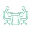 green graphic of two people sitting at a table together - New Perspective Careers Assisted Living Careers