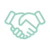 green graphic of two people shaking hands - New Perspective Careers Assisted Living Careers