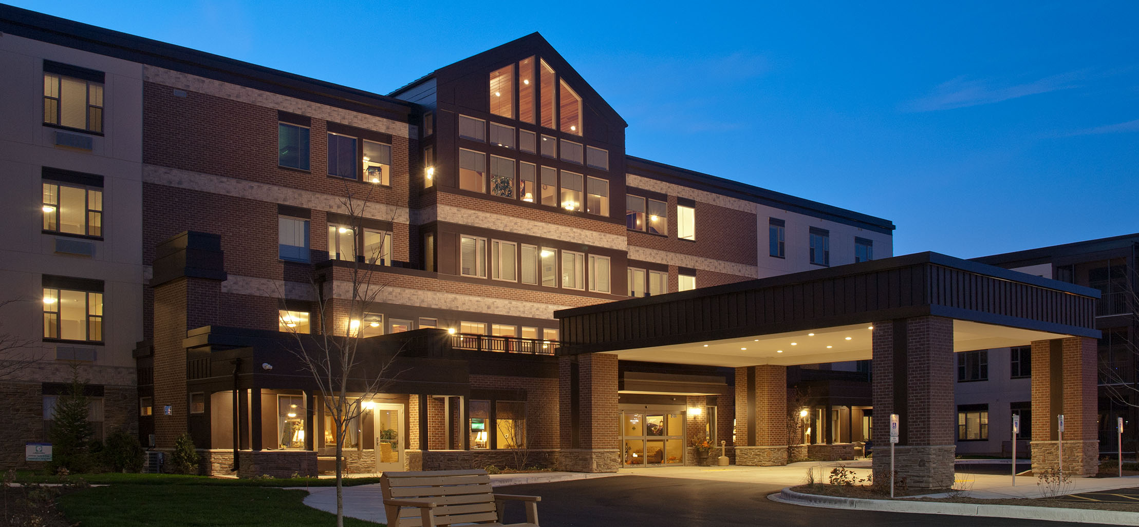 exterior of West Bend facility with brick siding - New Perspective Careers Assisted Living Careers